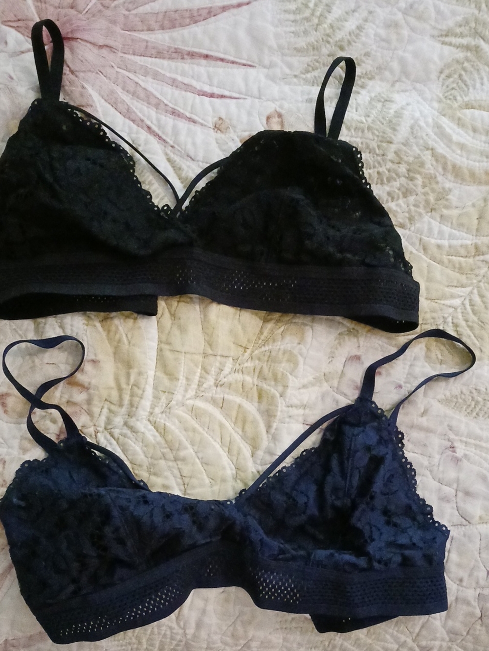 Blue And Black Lace Bralettes - Women's Intimates